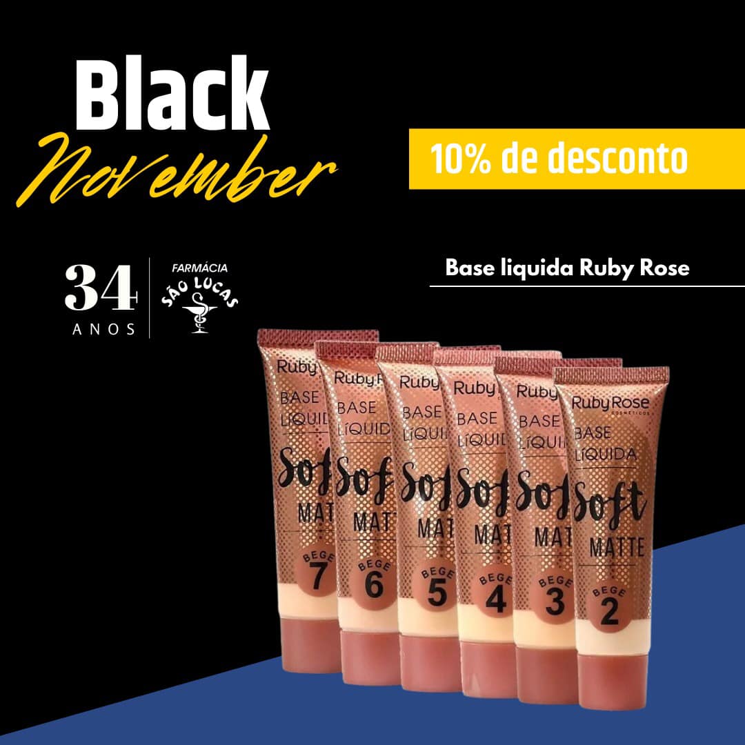 😎 BASE LÍQUIDA SOFT MATTE RUBY ROSE... - Farmácia São Lucas