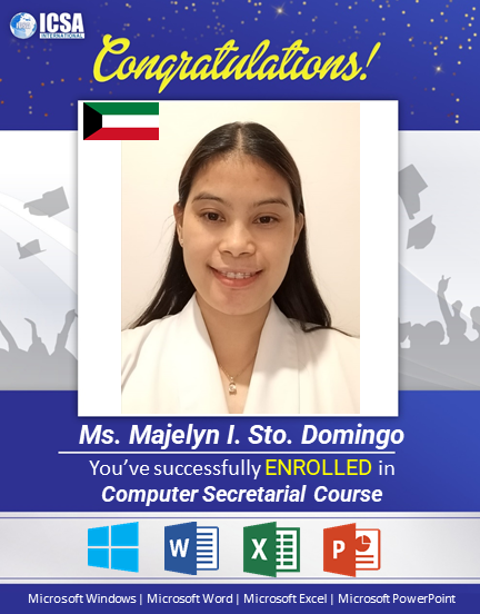 ICSA Kuwait - Congratulations Ms. Majelyn! You are now... | Facebook