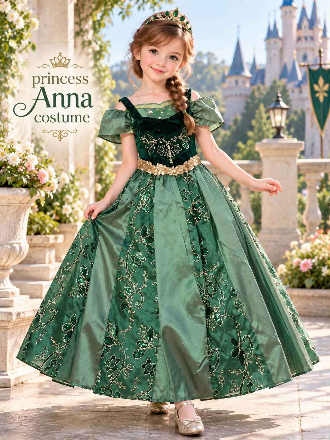 anna costume green dress 👑 Princess UA-stock