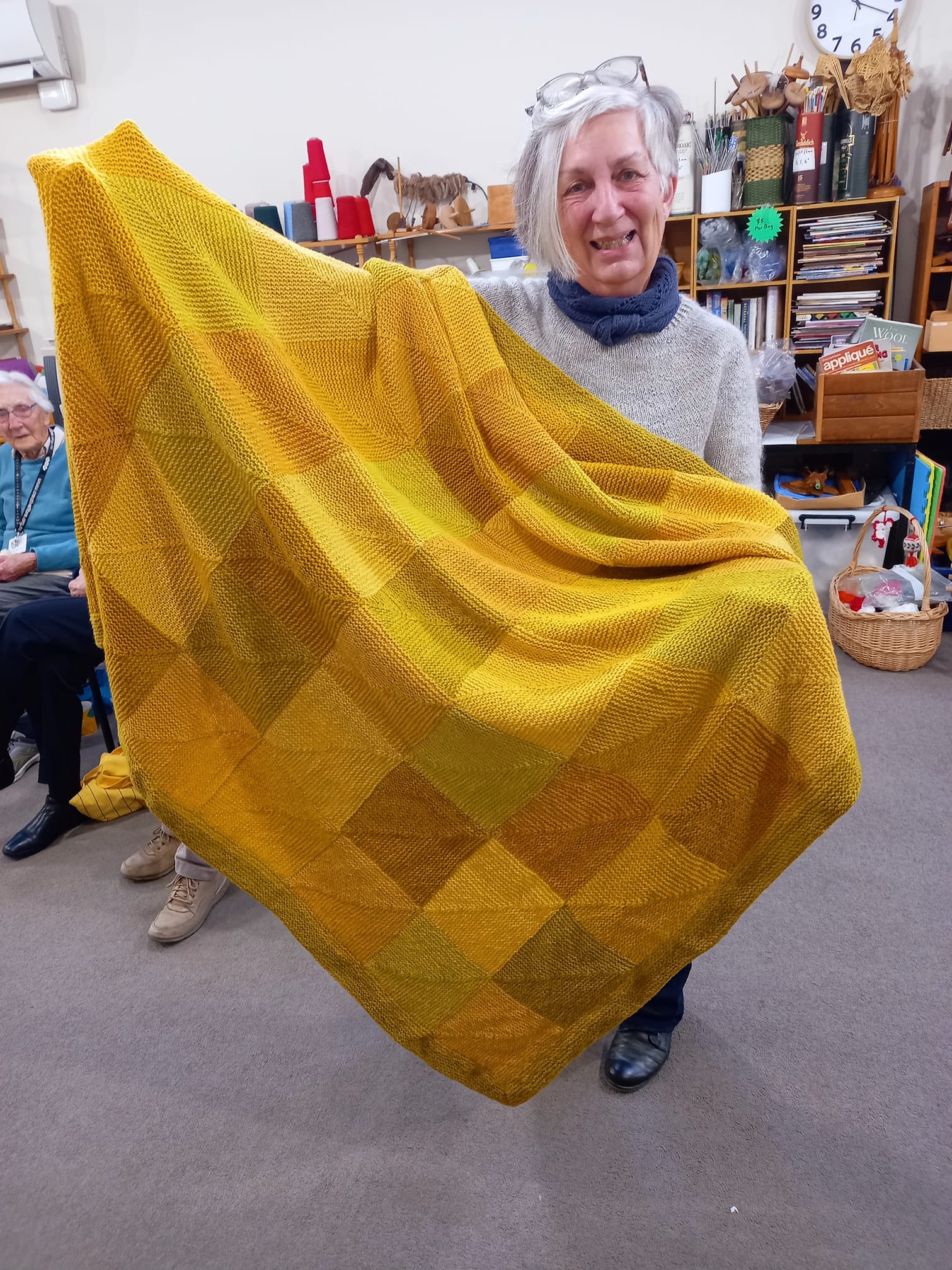Sam Zdanowicz's handmade double moss stitch Ruby blanket