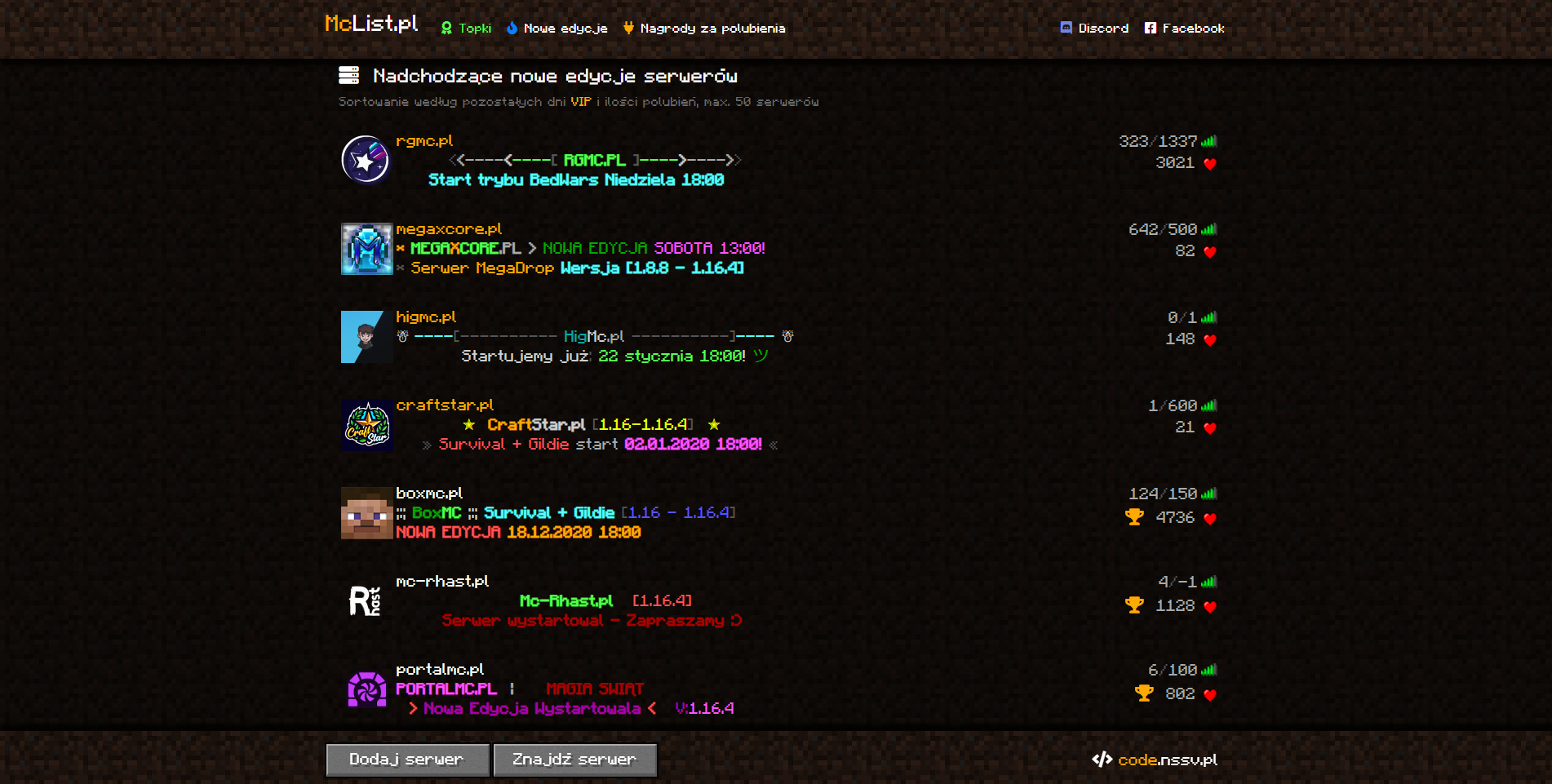 McList.pl - innowacyjna, przejrzysta lista serwerów Minecraft