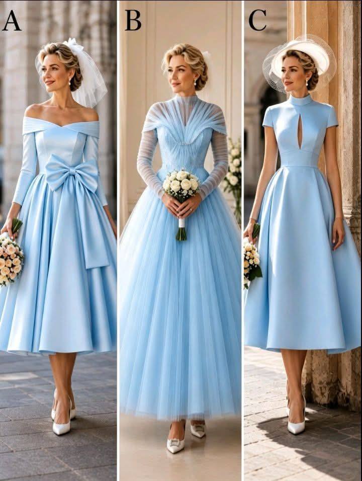 blue courthouse wedding dress Which sky-blue suits a 55-year-old bride best? Floral Pattern WornOnTV: Dylan's blue striped Size:Up to 37