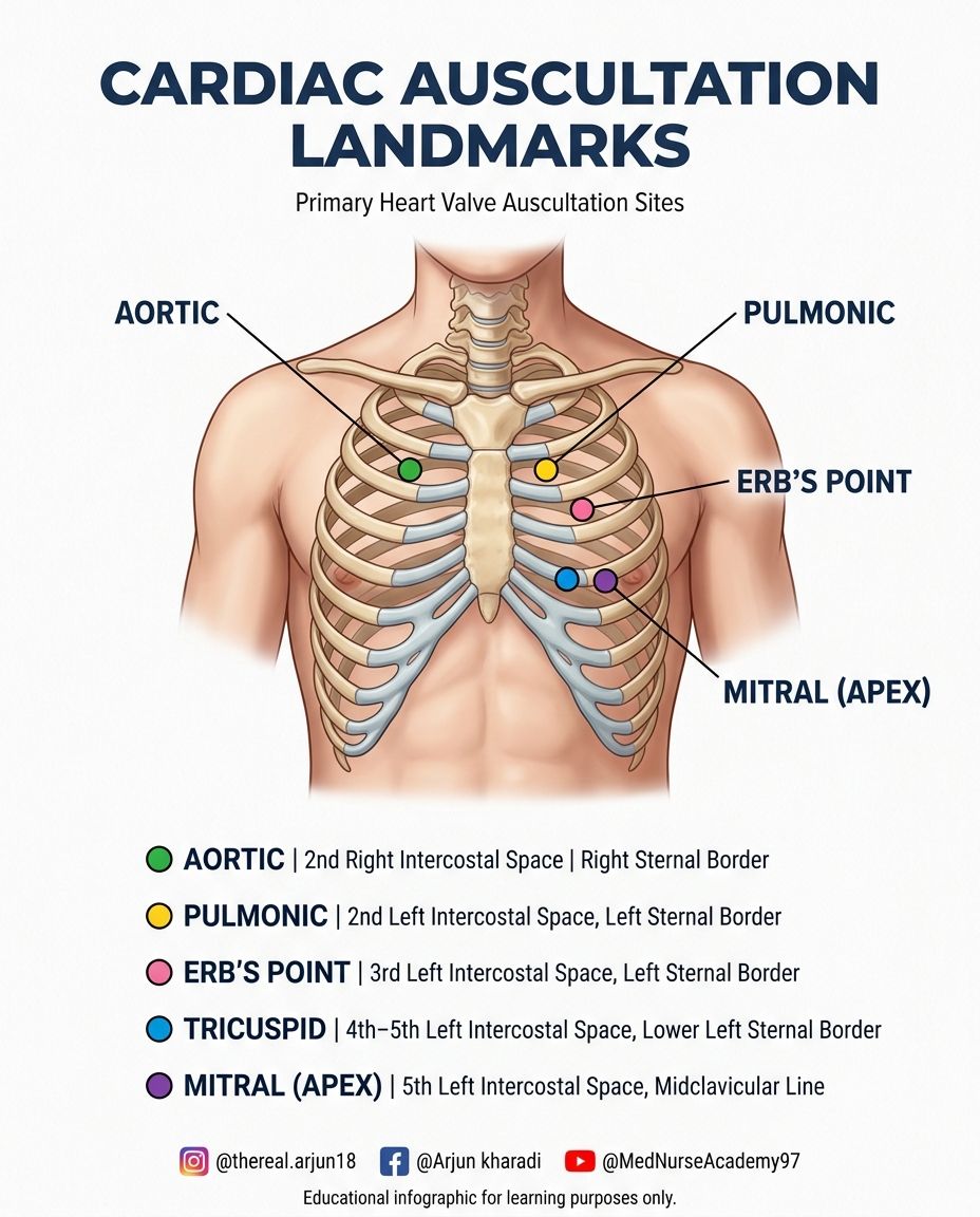 Mastering cardiac auscultation landmarks for heart valve assessment