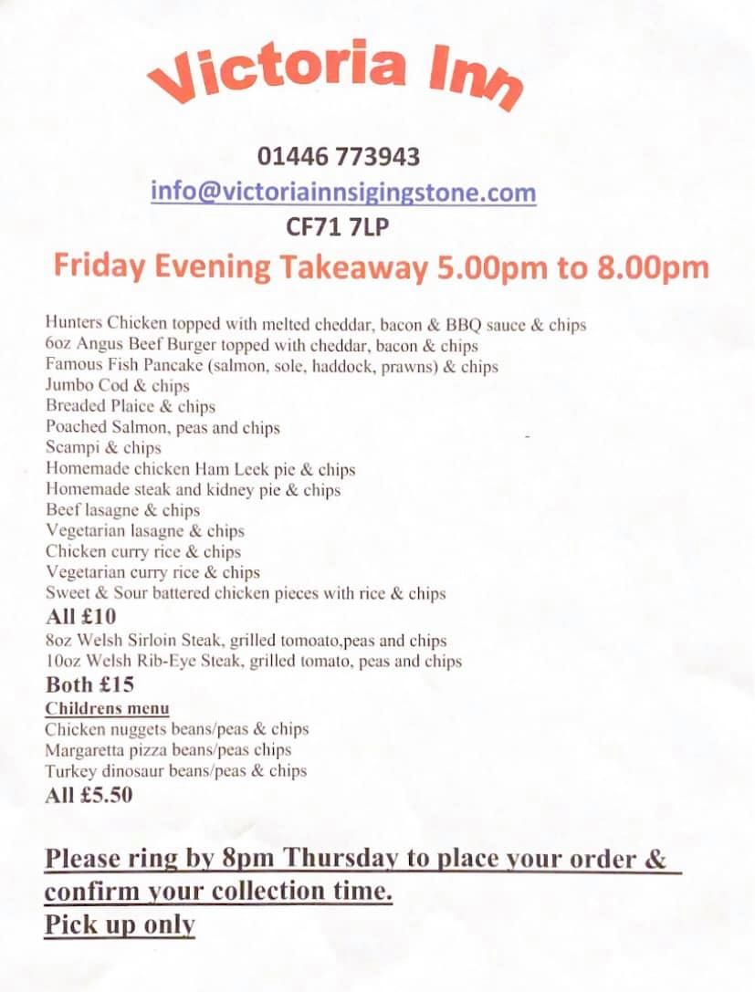 Victoria Inn - 📖 Menu for takeaway tomorrow night! 📖 | Facebook