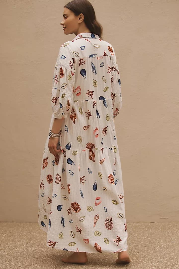 the carolita printed tiered shirt dress Celandine The Carolita Printed Tiered Shirt Dress By In Blue