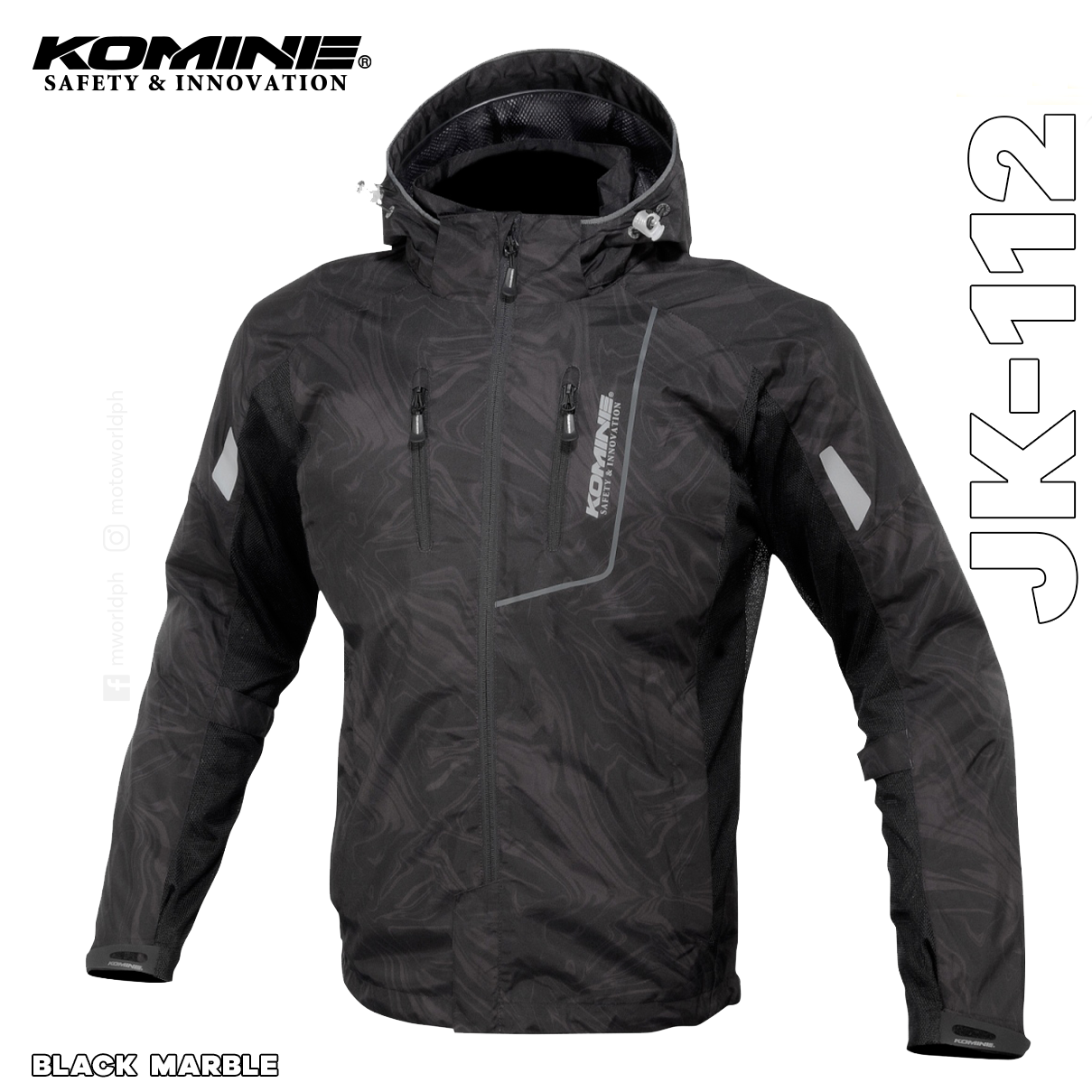 Komine JK-112 Half Mesh Parka Jacket Highly protective and