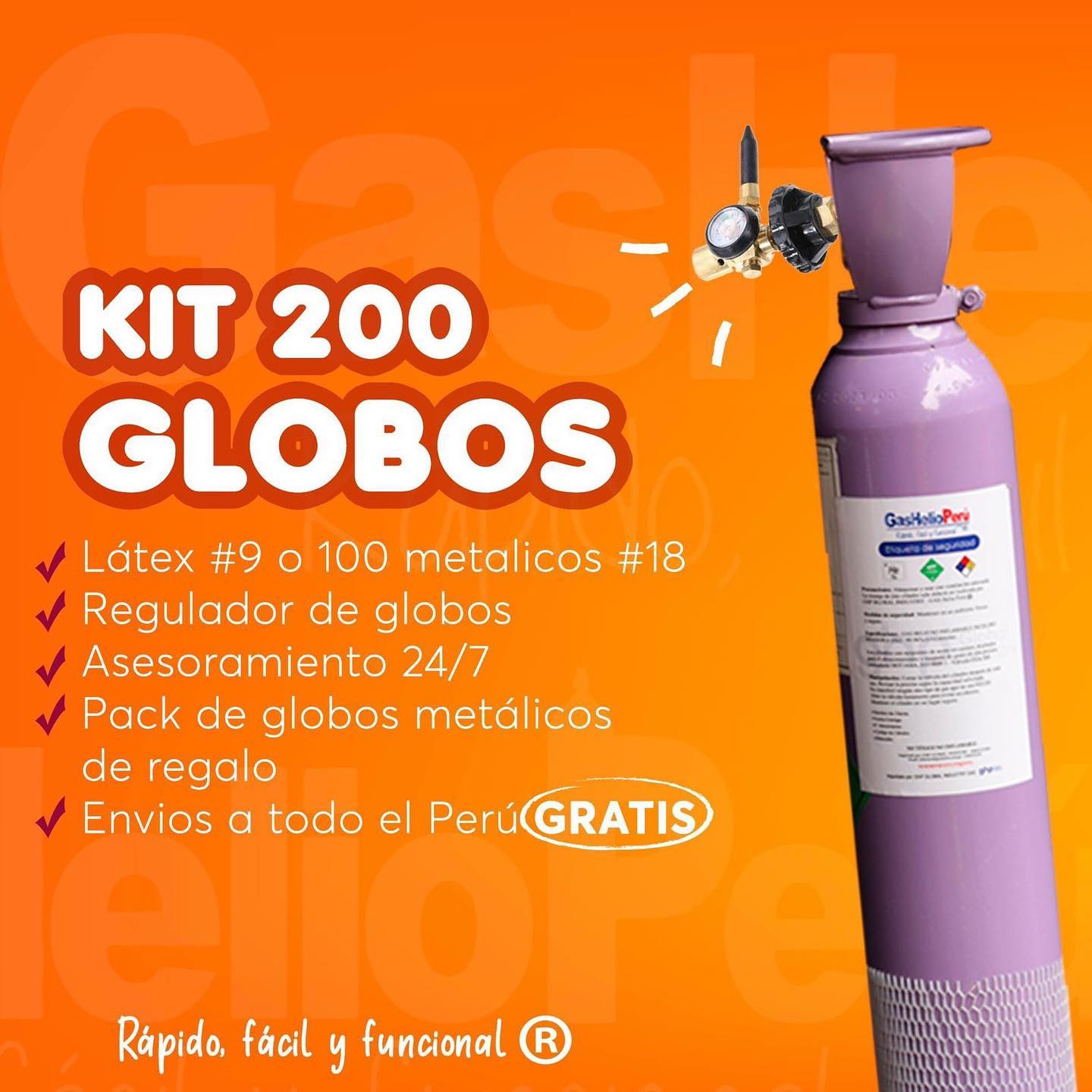 Gas Helio Perú - Conoce nuestro kit portátil de 200 globos látex #9 o ...