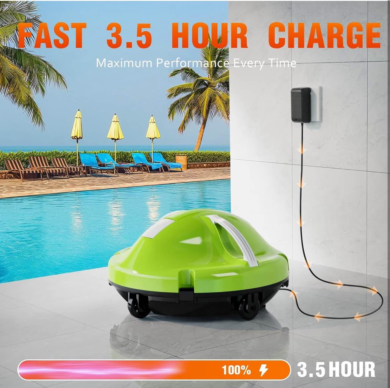 Cordless Robotic Pool Cleaner - Up To 120 Min Runtime, For Pools Up To 1100 Sq Ft, Auto-Parking