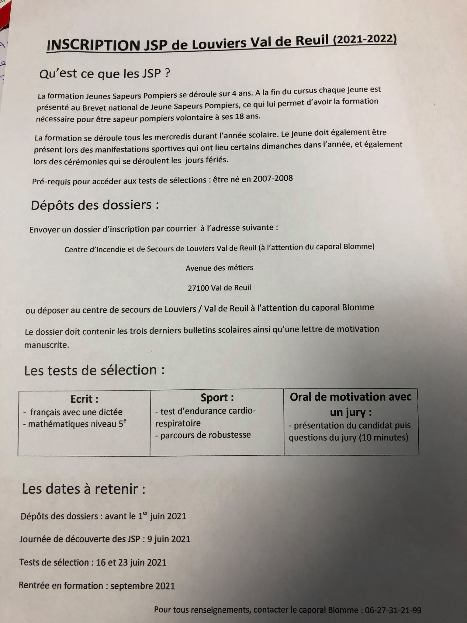 Jsp Exemple Lettre De Motivation Jeune Sapeur Pompier Volontaire