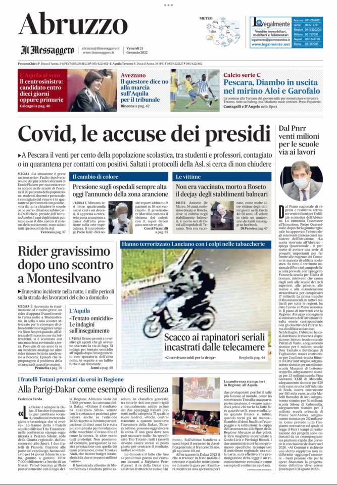 🗞 La prima pagina del Messaggero... - Il Messaggero Abruzzo | Facebook