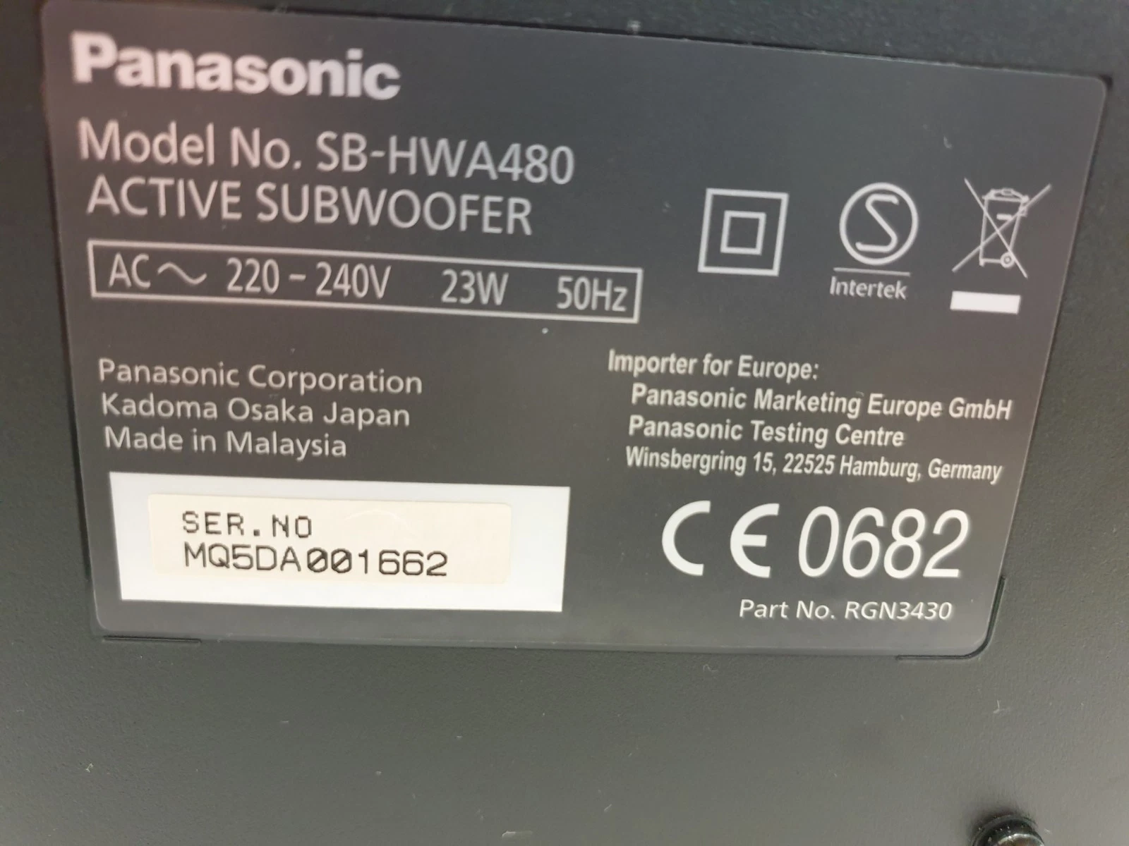 the Panasonic SU-HTB480 soundbar can be paired with the SB-HWA480