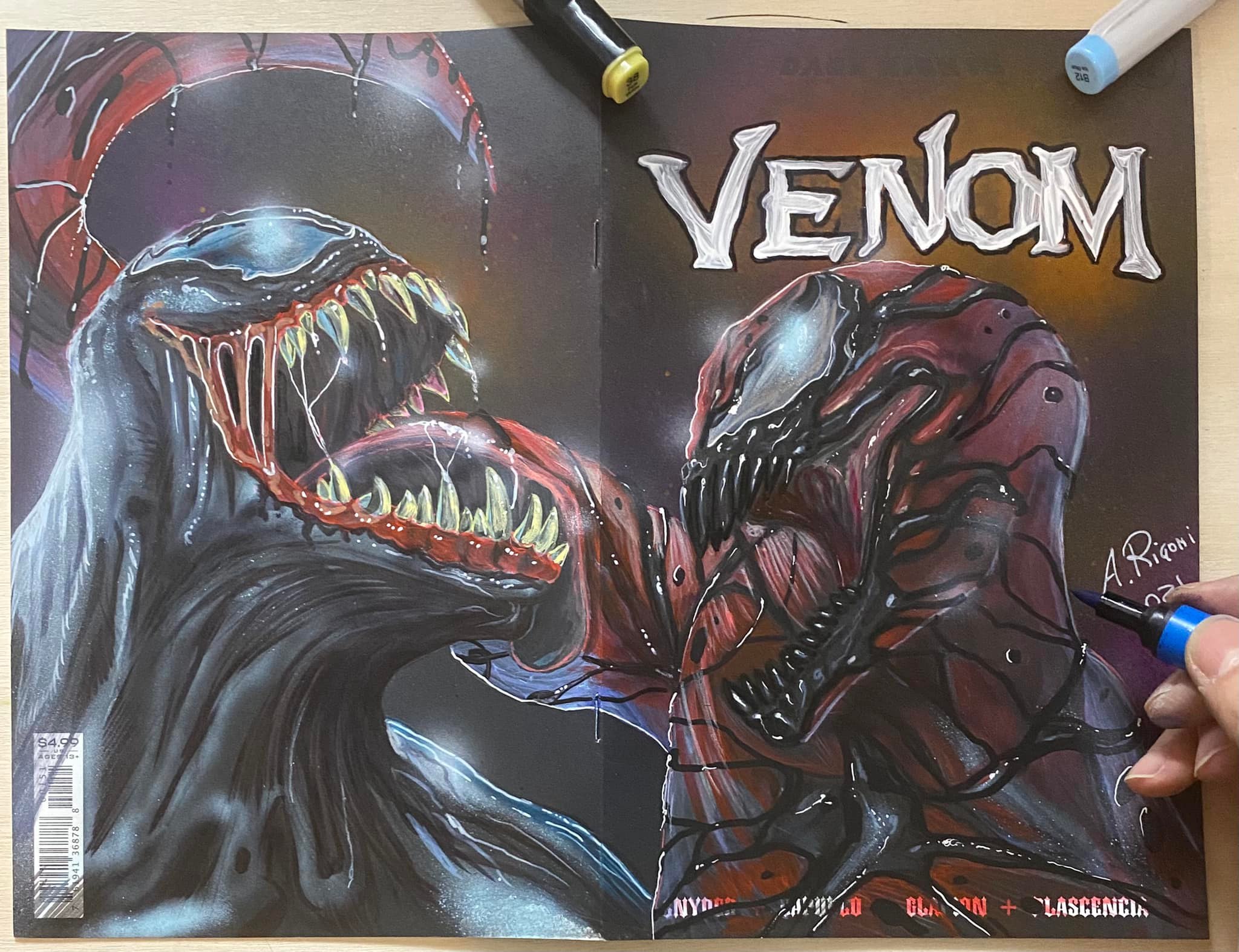 Venom on blank Spiderman comic cover artwork