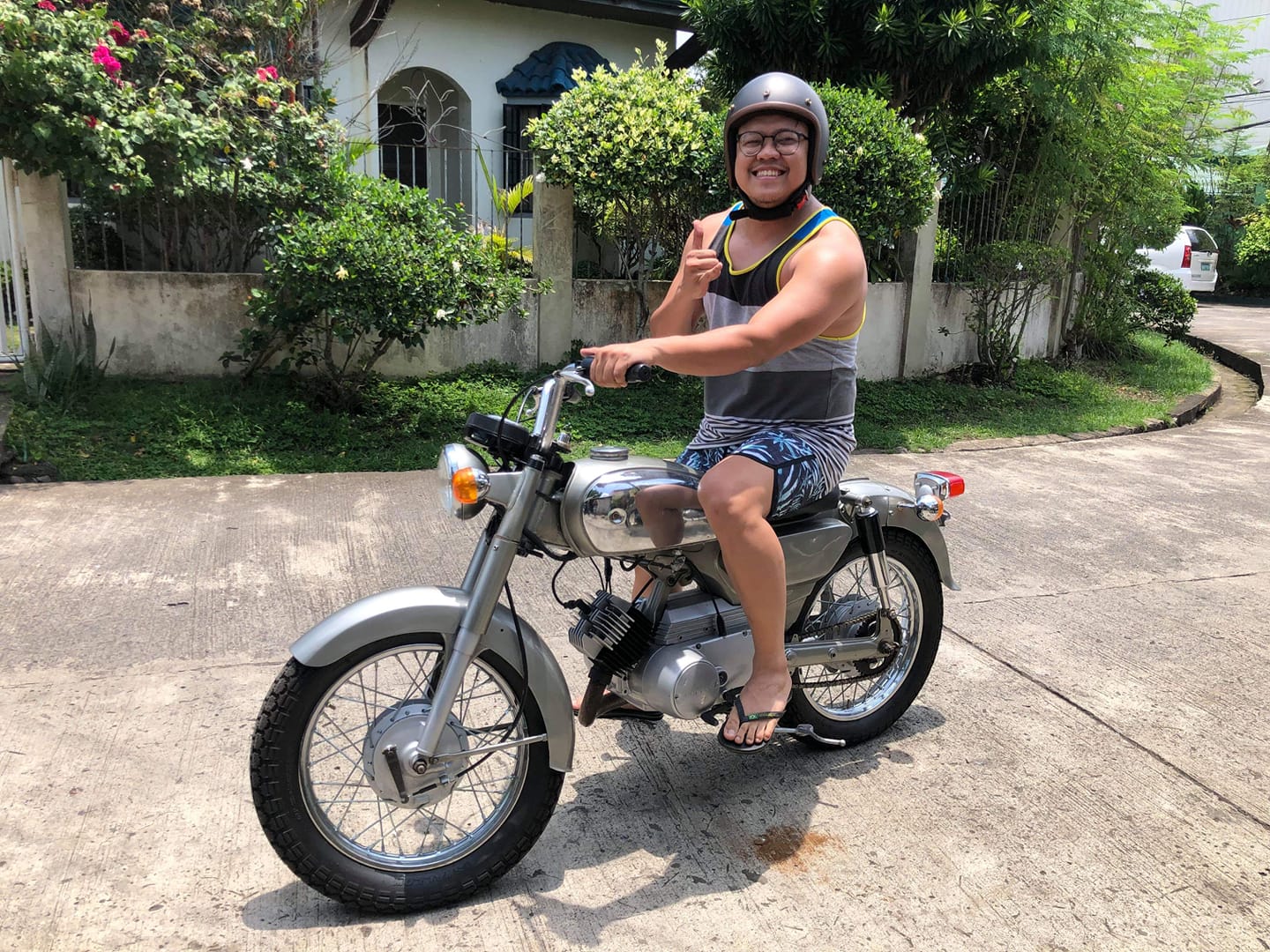 A fully restored 1973 Yamaha YB125 2-stroker. Restoration done by 