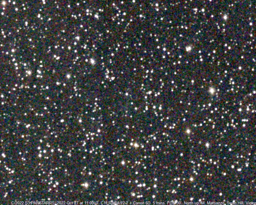 Southern - New comet C/2022 S3 PANSTARRS on 2022 Oct 27 at 11:00UT ...