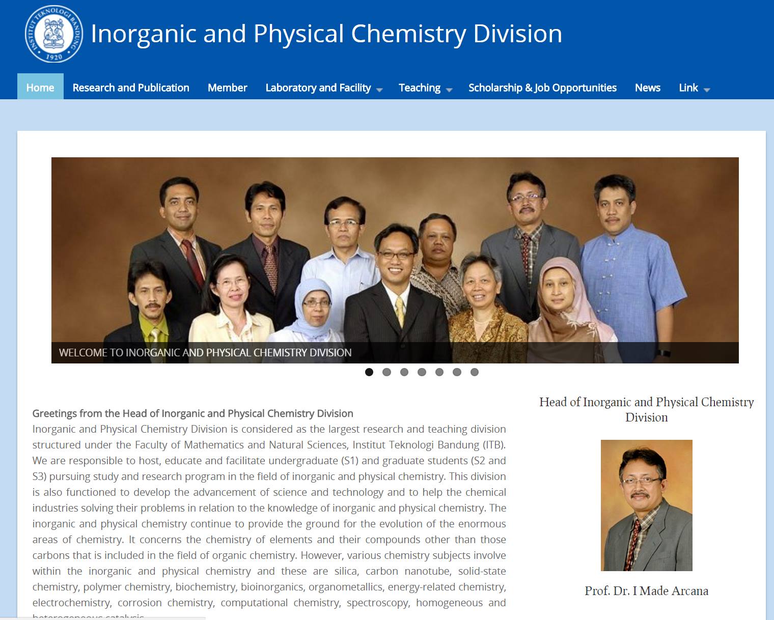 ITB Inorganic and Physical Chemistry Research Division