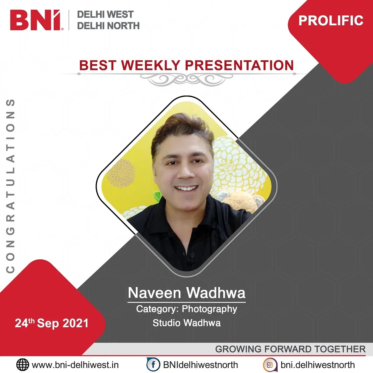 BNI New Delhi - Congratulations Mr Naveen for winning the...