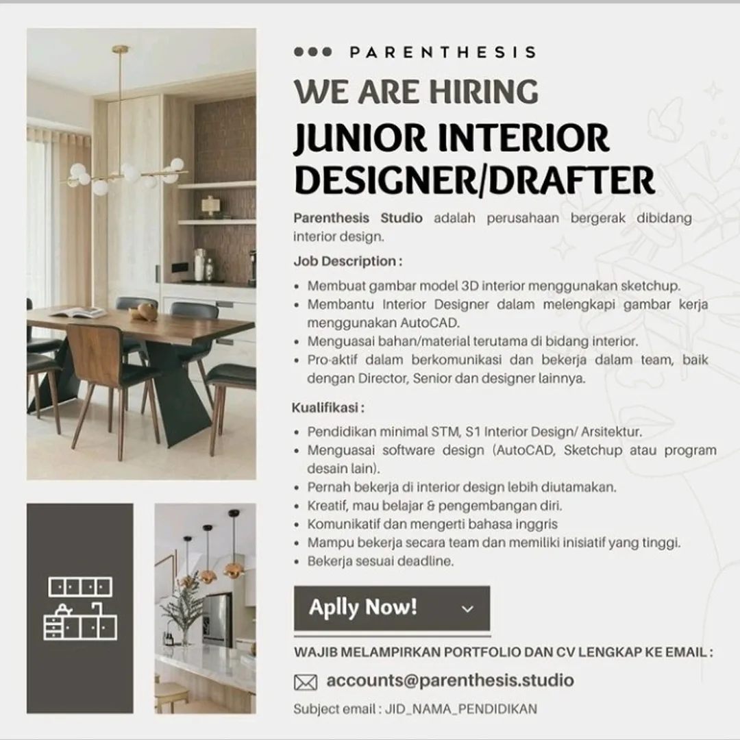 Loker Arsitek - Yogyakarta WE ARE HIRING JUNIOR... | Facebook