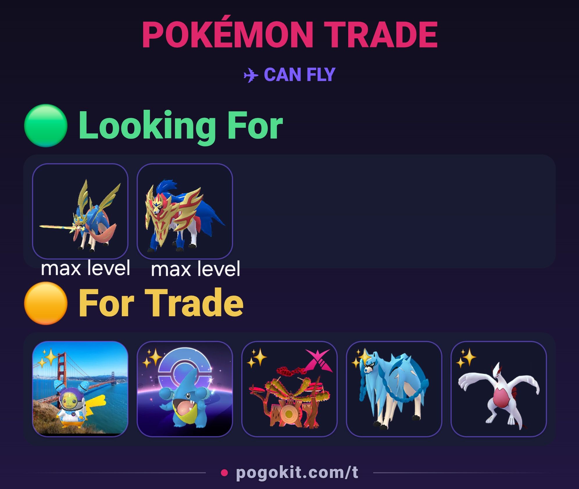 Looking for max level Crowned Zacian and Zamazenta in Pokémon Go