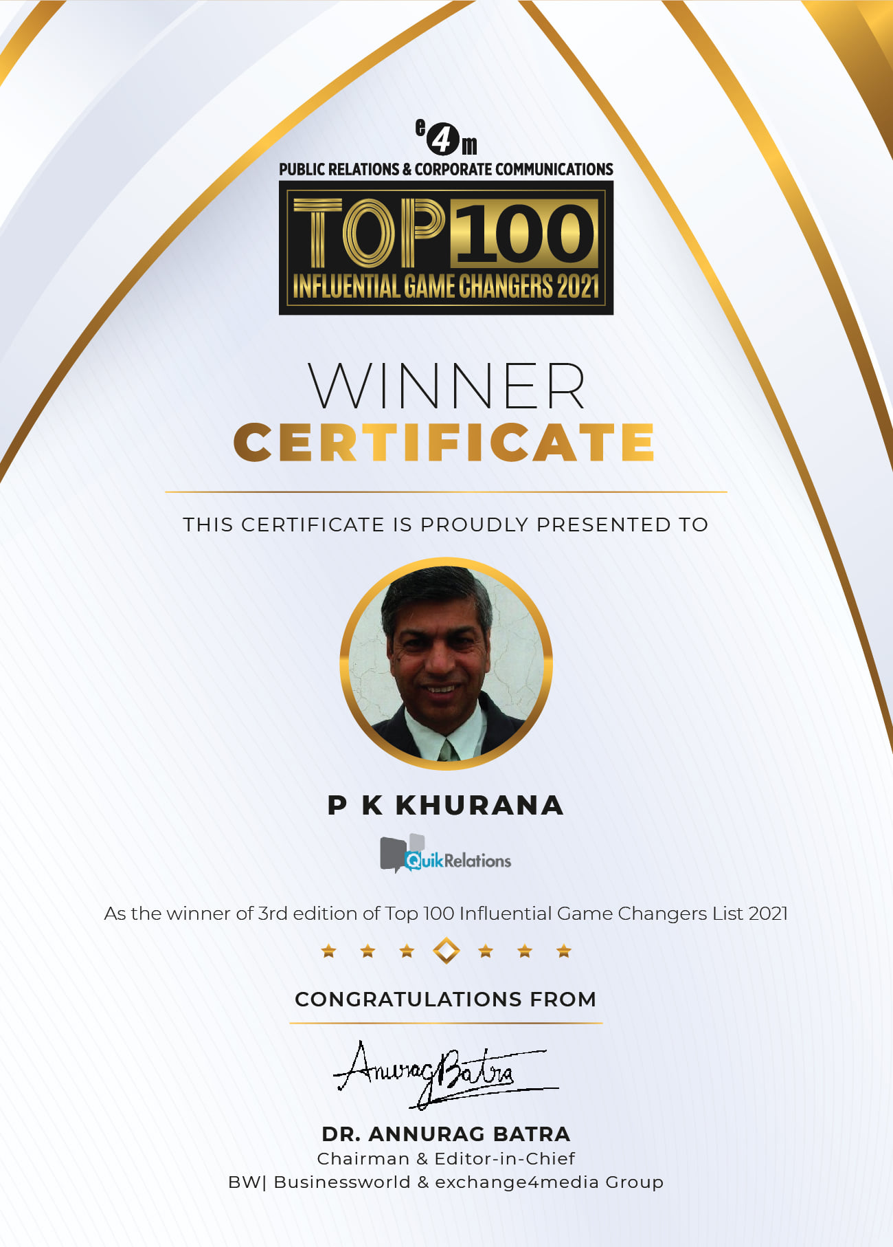 exchange4media - Our heartiest congratulations to Mr. R K...