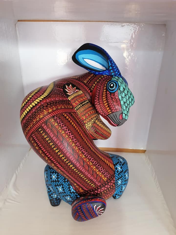 Oaxacan hand carved copal wood alebrije rabbits by Arsenio Morales