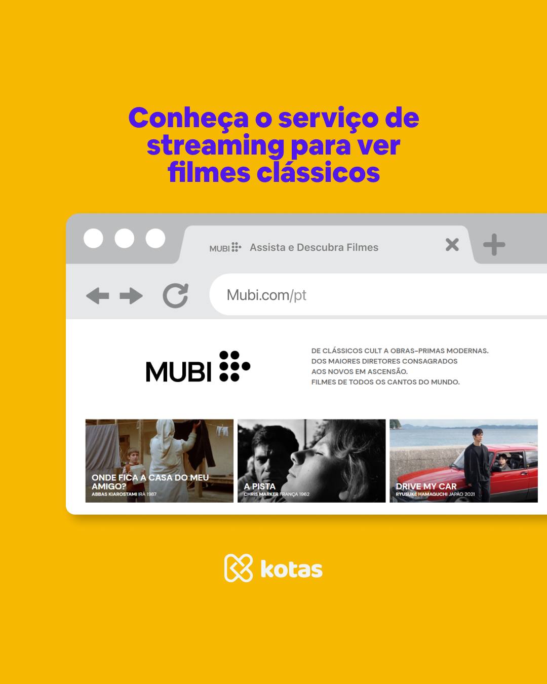 Kotas - Você conhece o Mubi App? 🤔 O Mubi é uma...