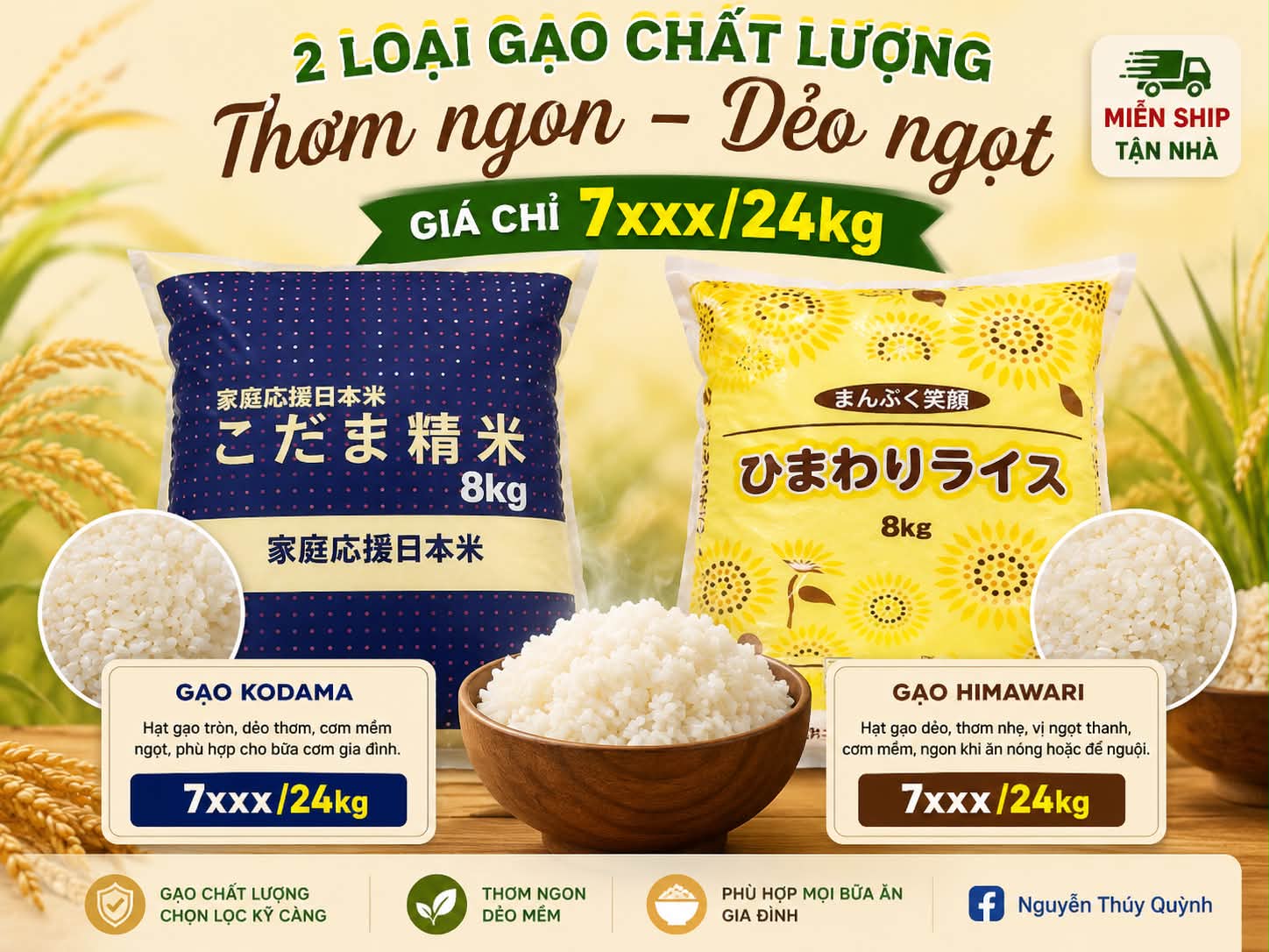 GẠO RẺ HIMAWARI 24KG 8*3 Gạo bên e cứ gọi là bao laaaa. Ace lên đơn e ship tận nhà Hơn 7s
