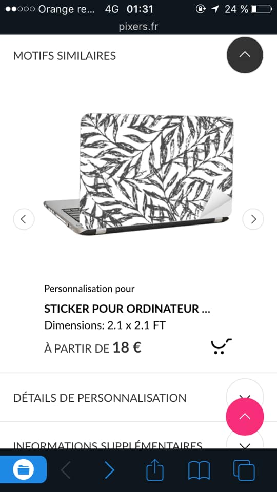 Autocollant pour ordinateur portable - 10,1 pouces - Fleurs - Papillon - Or - Motif