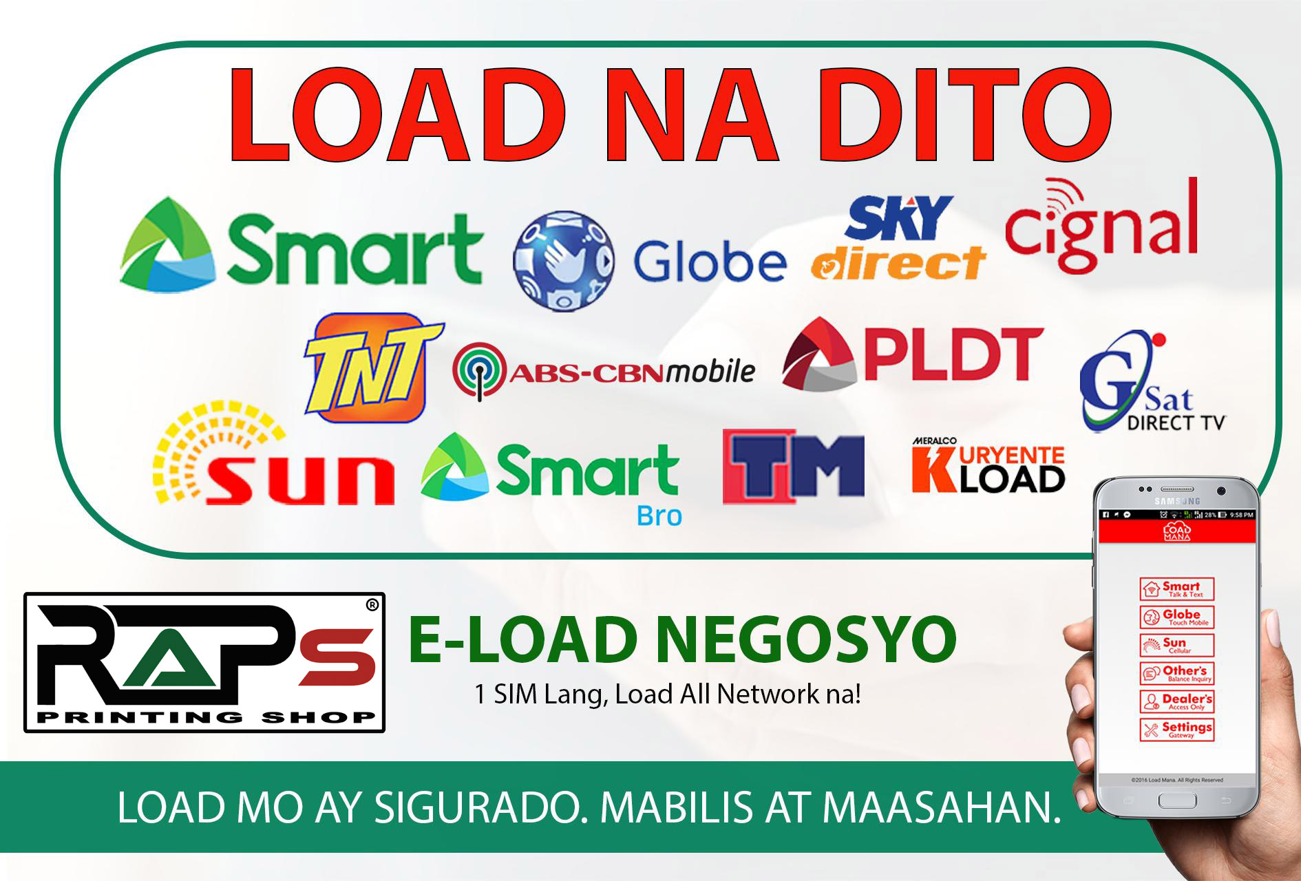 1 Sim Load All Network Powered by LoadManna