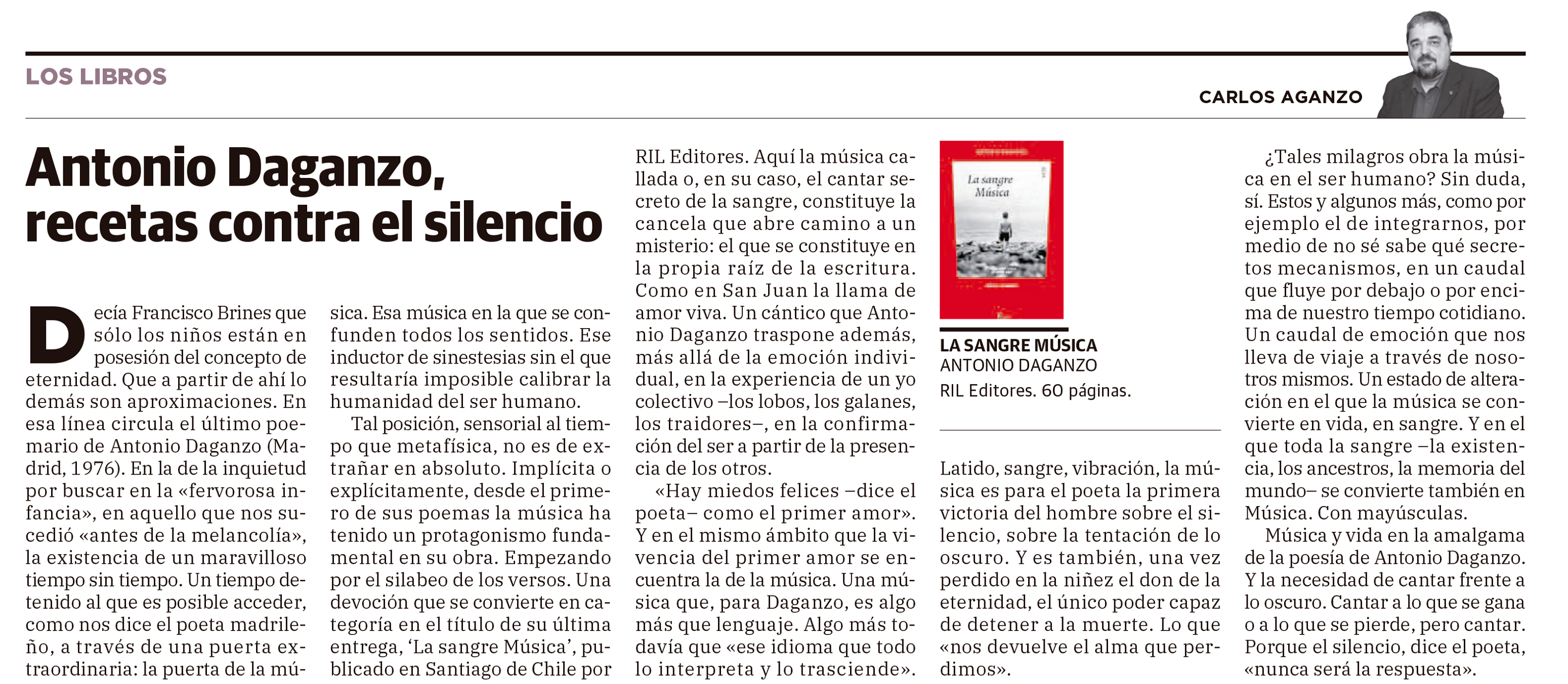 RIL editores - El poeta y periodista Carlos Angazo comentó...