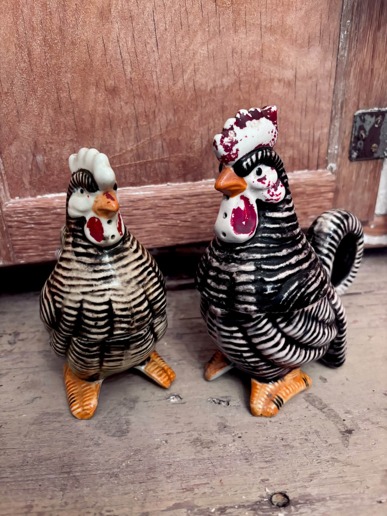 Set of 3 Vintage 1950s Ceramic Japan Rooster Spice Shakers Clove