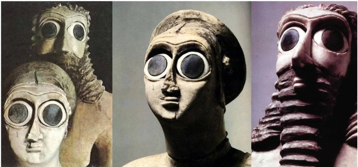 Sumerian votive statues from the Temple of Eshnunna, 2900-2600 BCE.