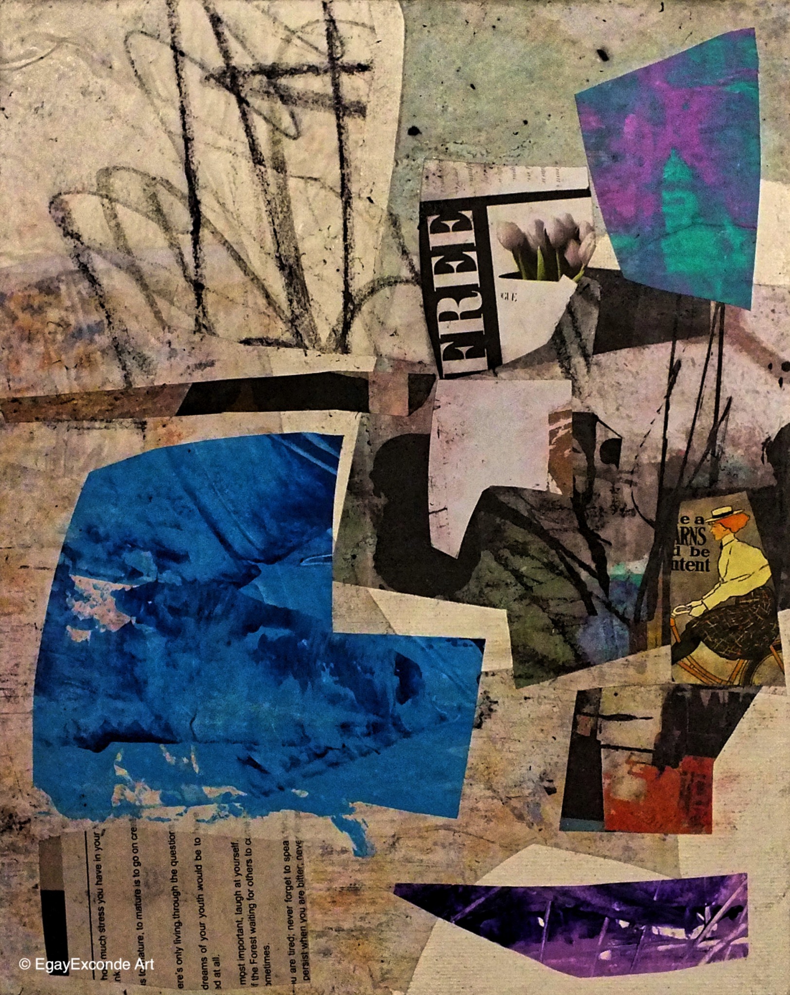 2026 Series # 099 Abstract collage on canvas, 8x10 in.