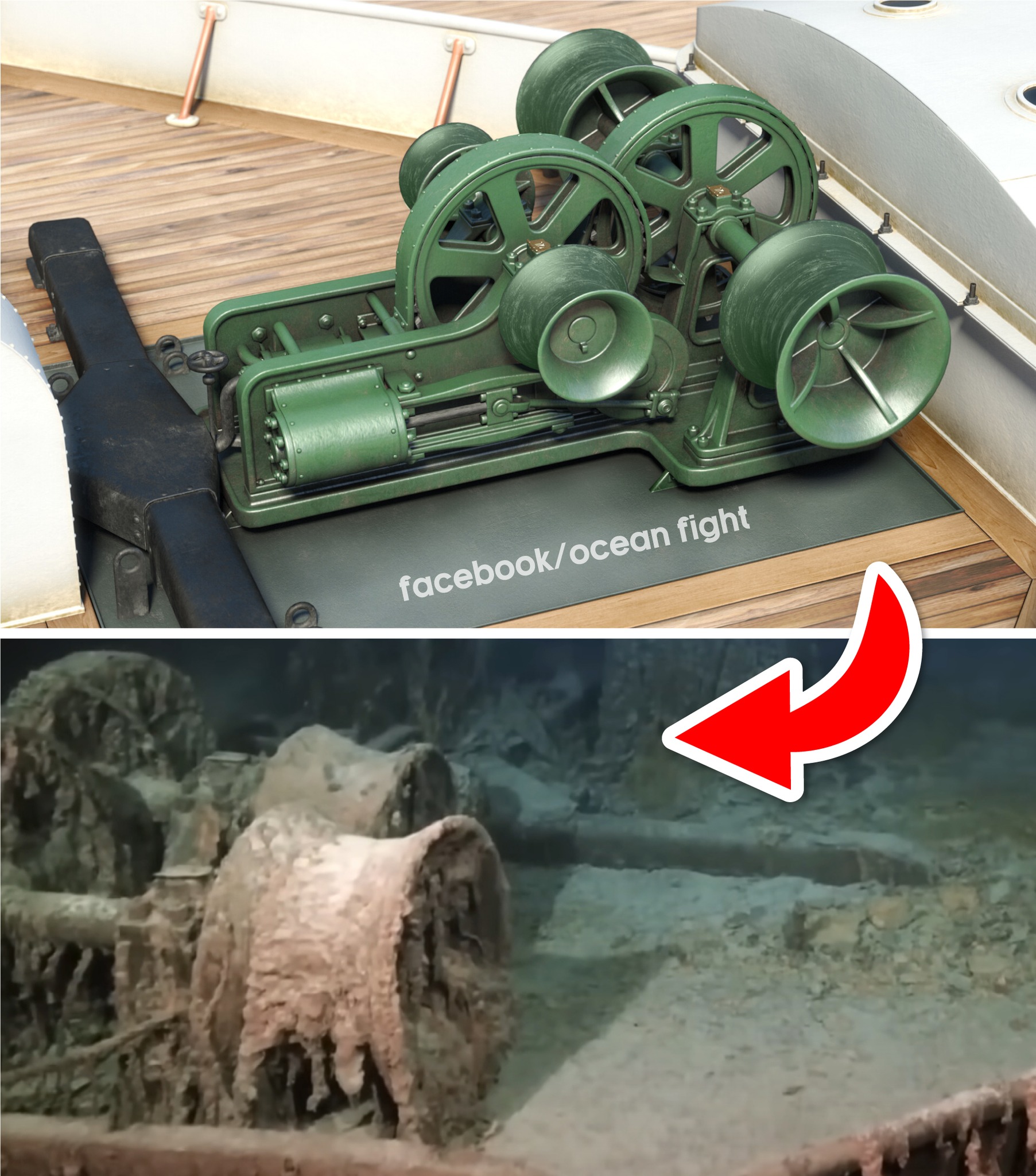 Ocean - Before and after - steam-powered cargo winch from the RMS ...