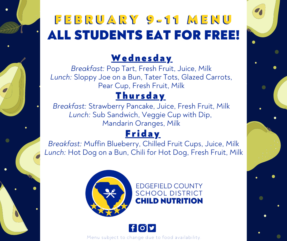 Edgefield County School District Child Nutrition - Set your alarms a ...