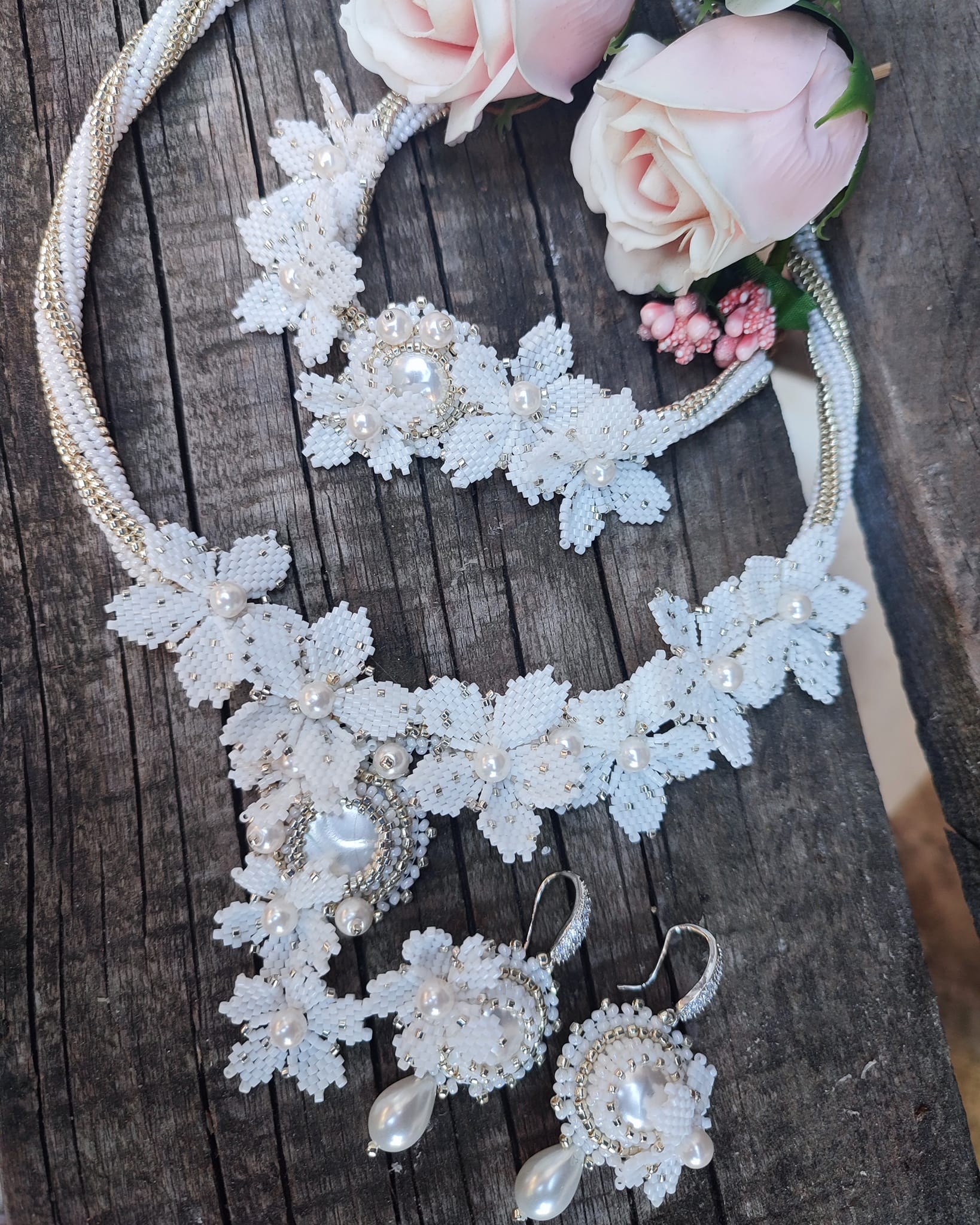 Blu Fiore Rosa IN Swarovski Cristallo Floreale Sposa Damigelle Collana