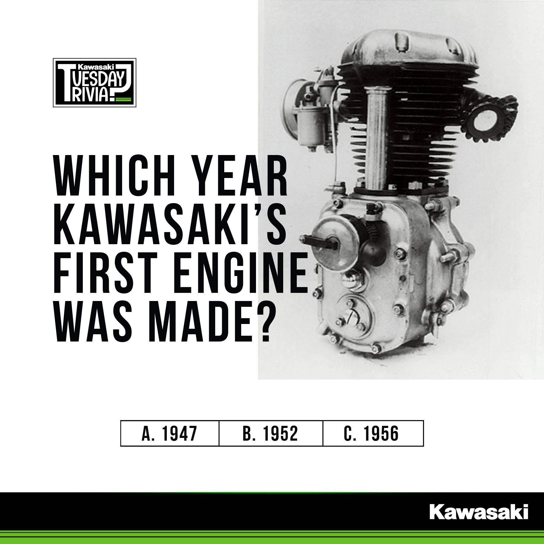 A prototype engine built by Kawasaki.