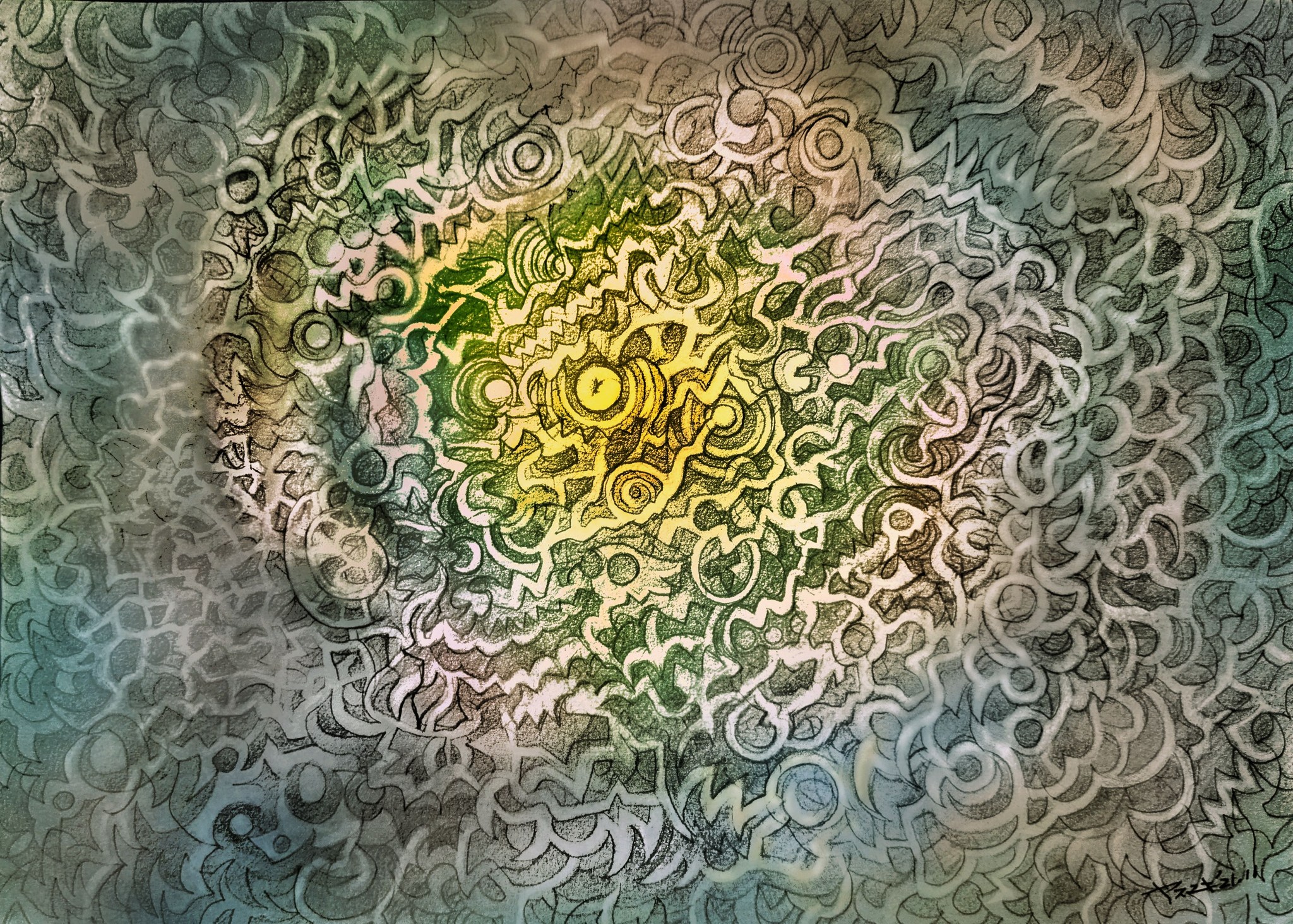 抽象画を描きました！鉛筆を使用！