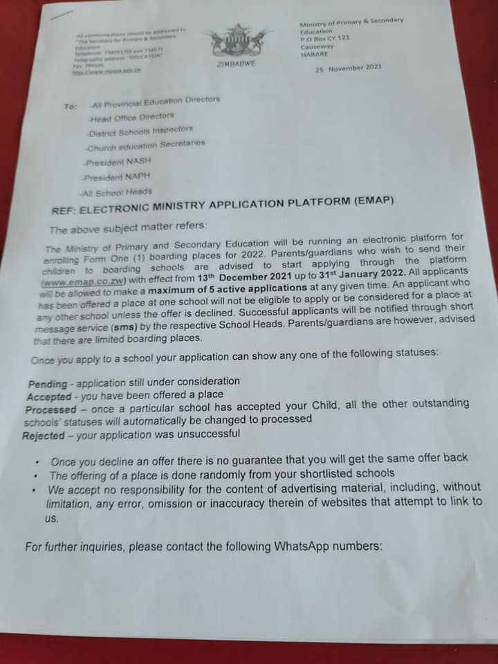 The 2022 Form 1 online application... - New Zimbabwe.com | Facebook
