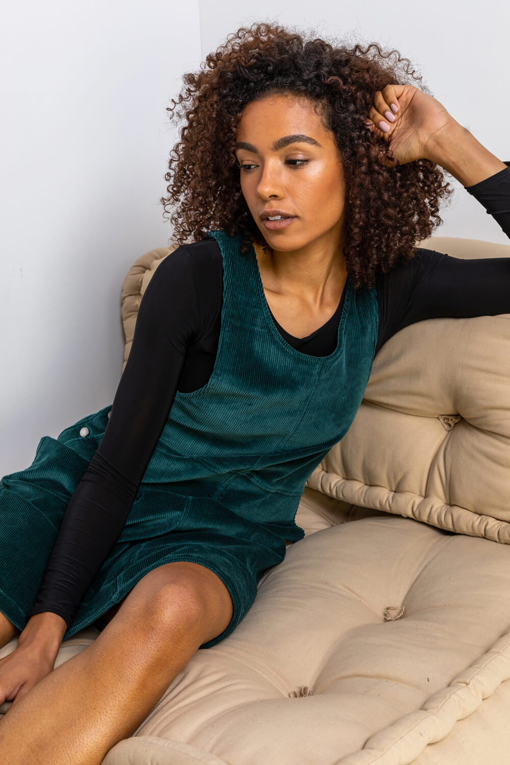 emerald green corduroy dress Cordially Invited😄 Be seen in with this gorgeous pinafore crafted from a cosy and classic material💚 Ideal for layering up your autumn looks, we can see this with Color:Bark Flexi Boning Dress to Impress Theme Womens dresses The Lulus Embracing Autumn