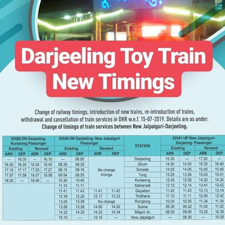 Travo - New time table of Darjeeling toy train. W.e.f...