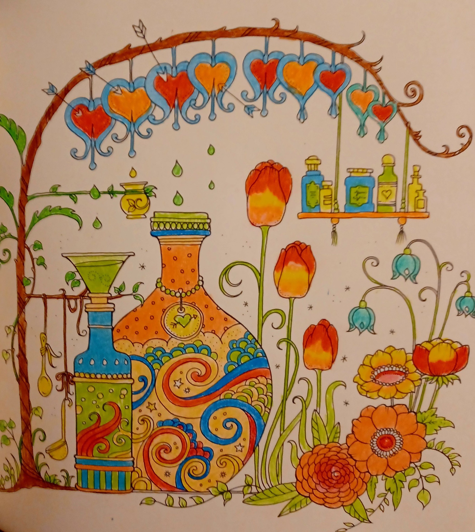 Coloring with World of Flowers by Johanna Basford using