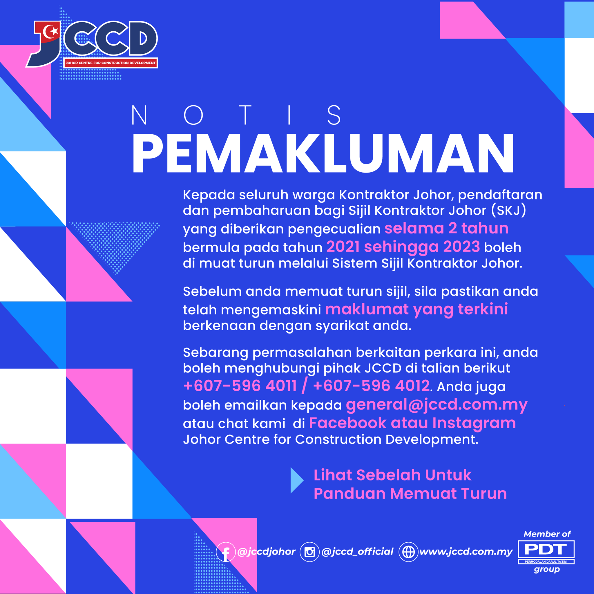 NOTIS... - Johor Centre for Construction Development | Facebook