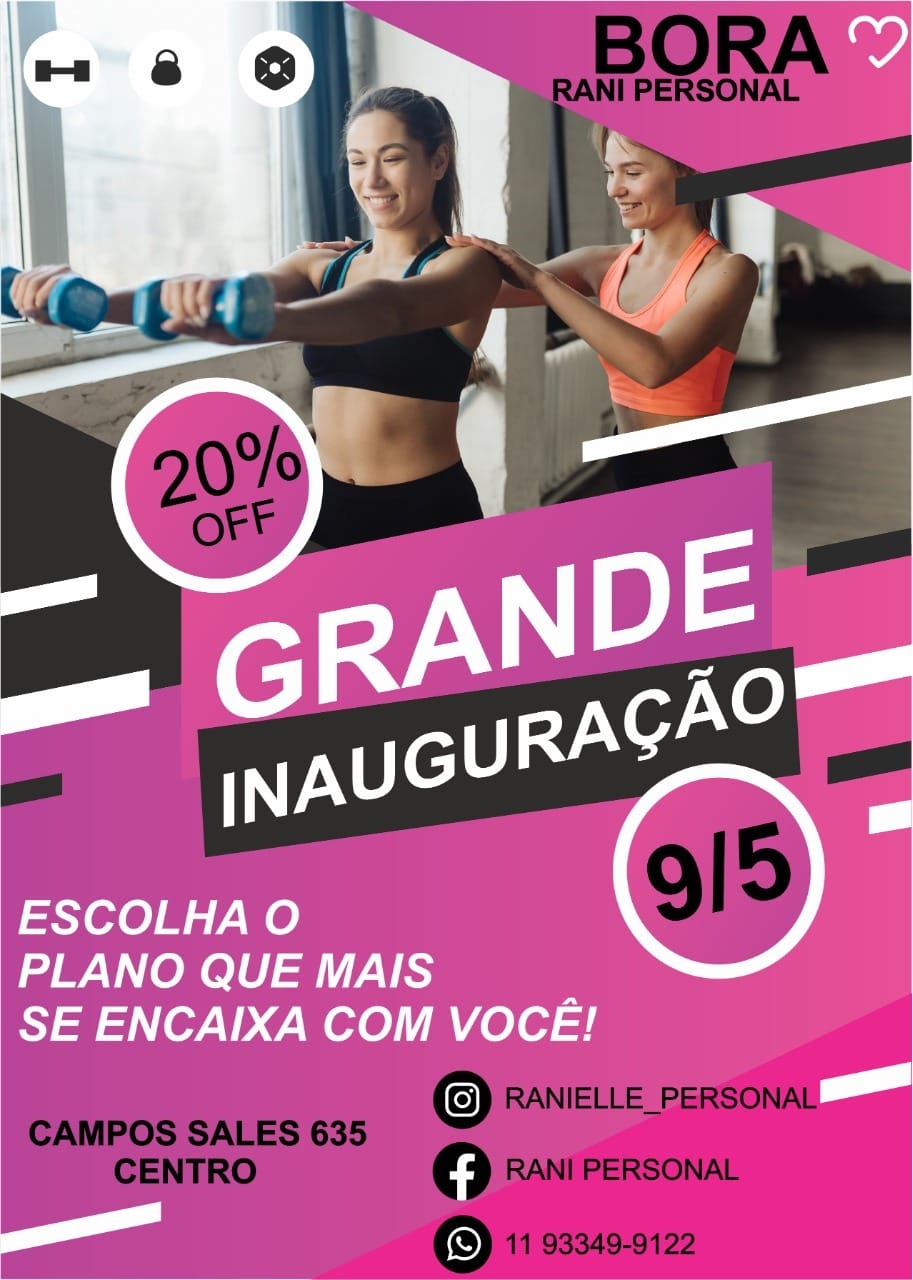 Rani Personal - PROMOCAO DE INAUGURAÇÃO 9/5 STUDIO RANI...