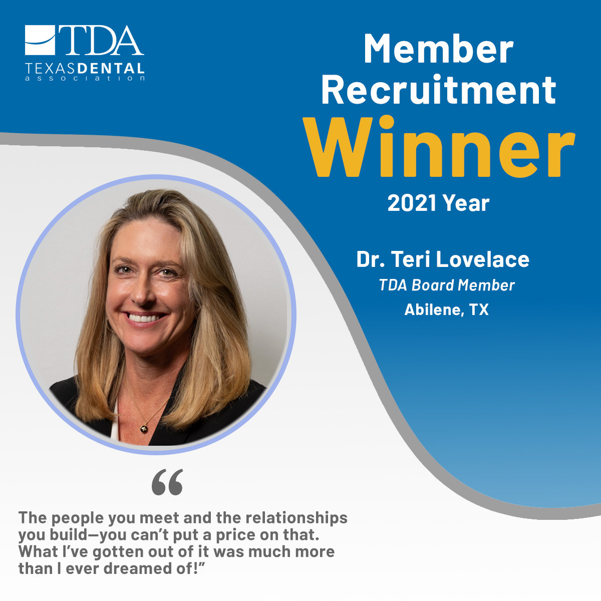 Dr. Teri Lovelace was one of... - Texas Dental Association