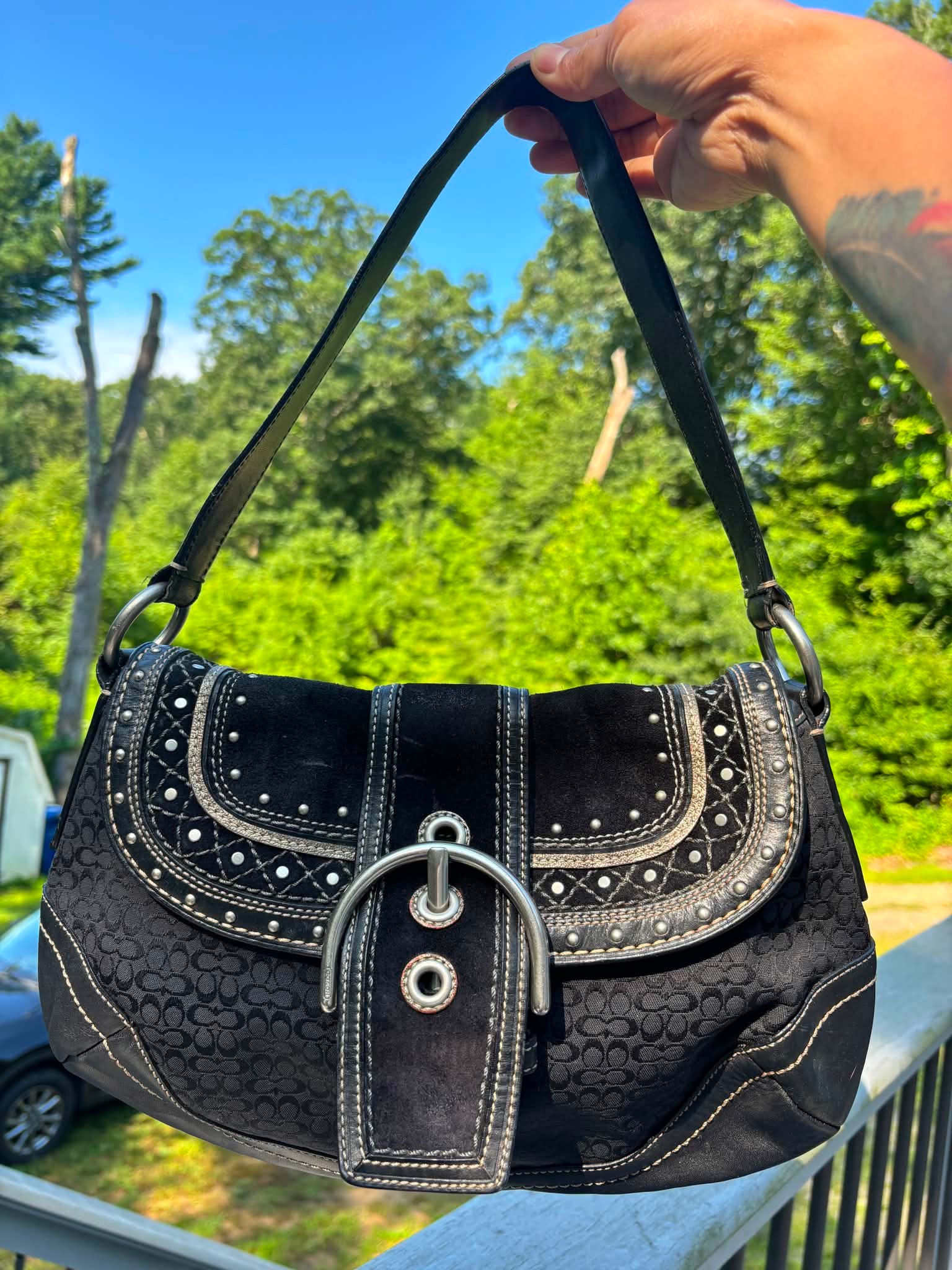 Vintage Y2K Coach Soho Signature C Turnlock Flap shoulder bag for sale