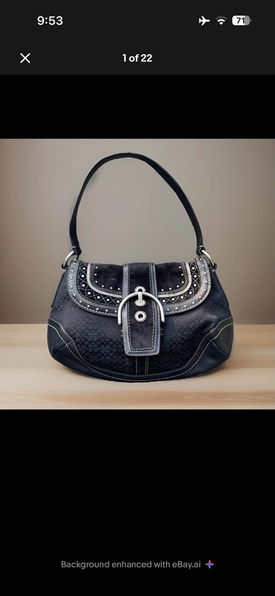 What is the value of a rare Y2K Coach Soho Signature Studs Black 