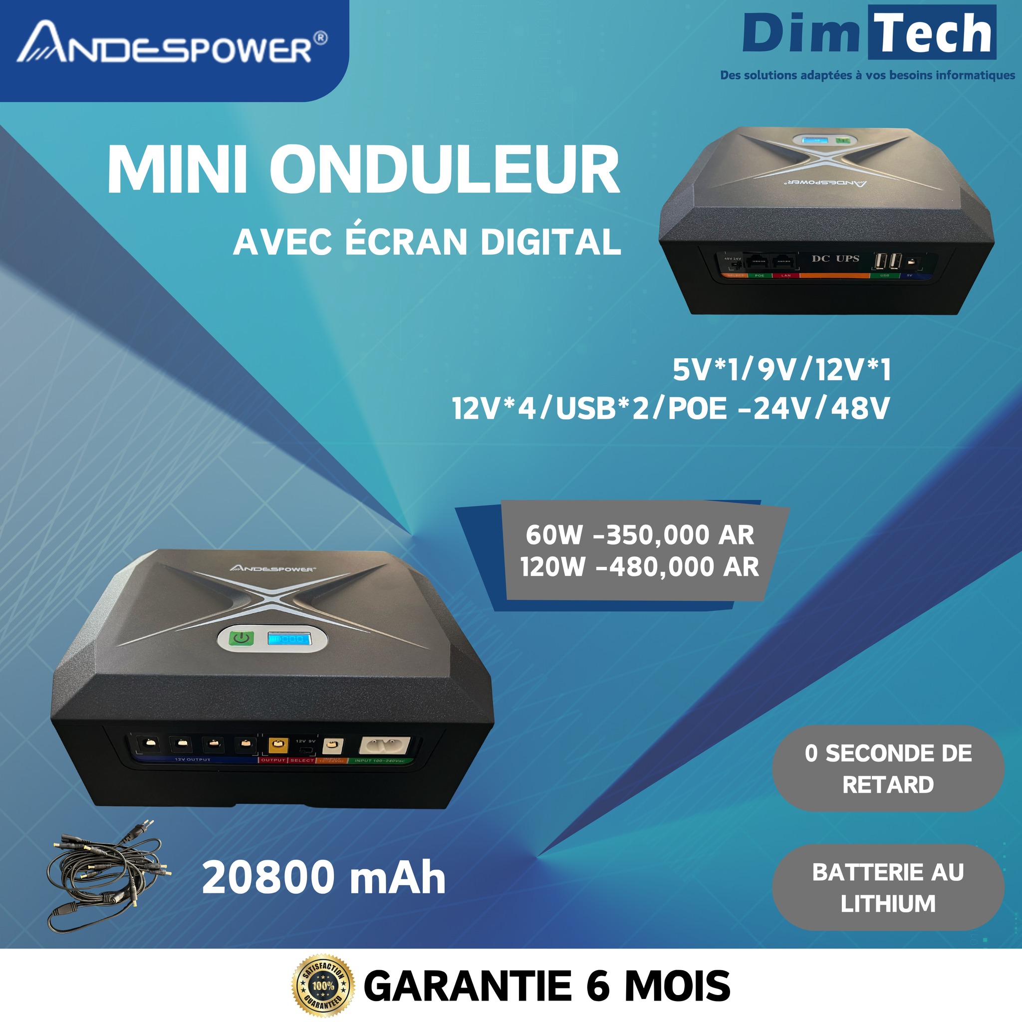 DimTech - 🔹MINI DC UPS avec écran digital-60W 350,000 AR Modele de ...