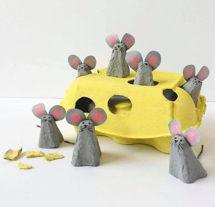 One Little Project - EGG CARTON MICE AND CHEESE - how adorable! https ...