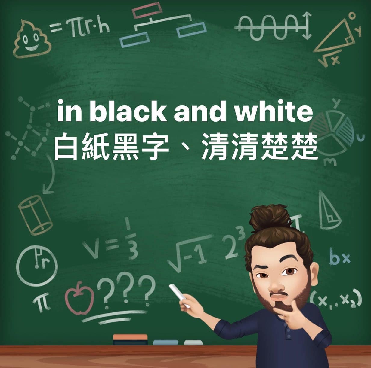 大衛薯淑教英文 - In black and white 就是我們常說的 「白紙黑字」 當然這就是用來形容一件事情...