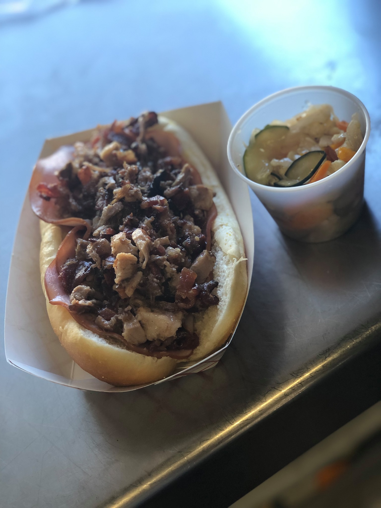 Grandma’s Spot - Three pigs in a sub, ham, bacon, pulled...